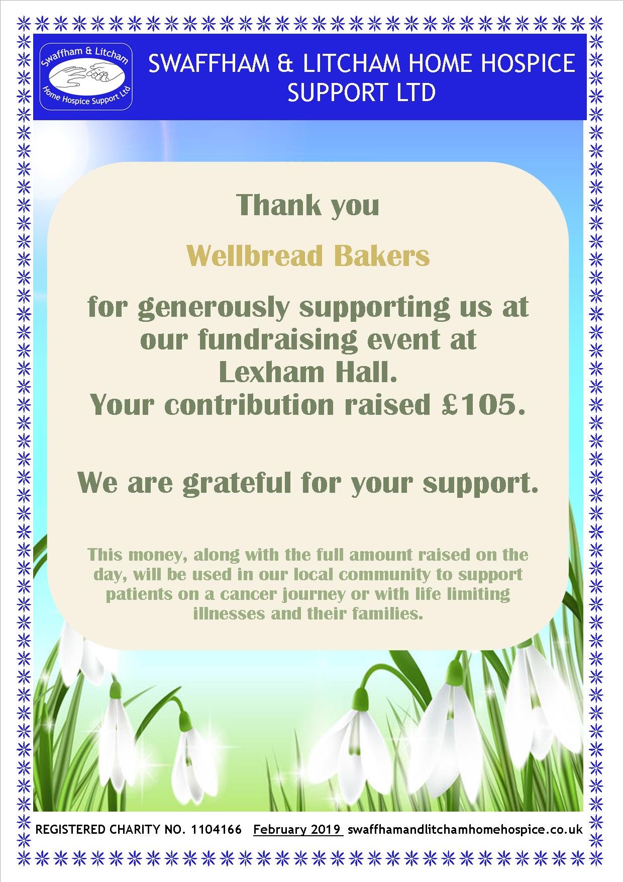 Thank you for supporting our Snowdrop Walk fundraising event at Lexham Hall, February 2019
